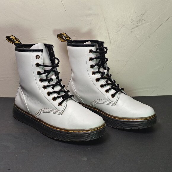 Dr. Martens Zavala Boots White Leather Combat Air Wair Womens 8  AW004 SK 08 V - Picture 12 of 12